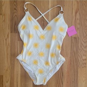 Kate Spade New York Women's V-Neck One-Piece Marigold Sun Print Swimsuit small